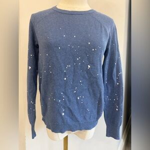J. Society Women’s Extra Small Blue Paint Spatter Crewneck Sweater 100% cotton